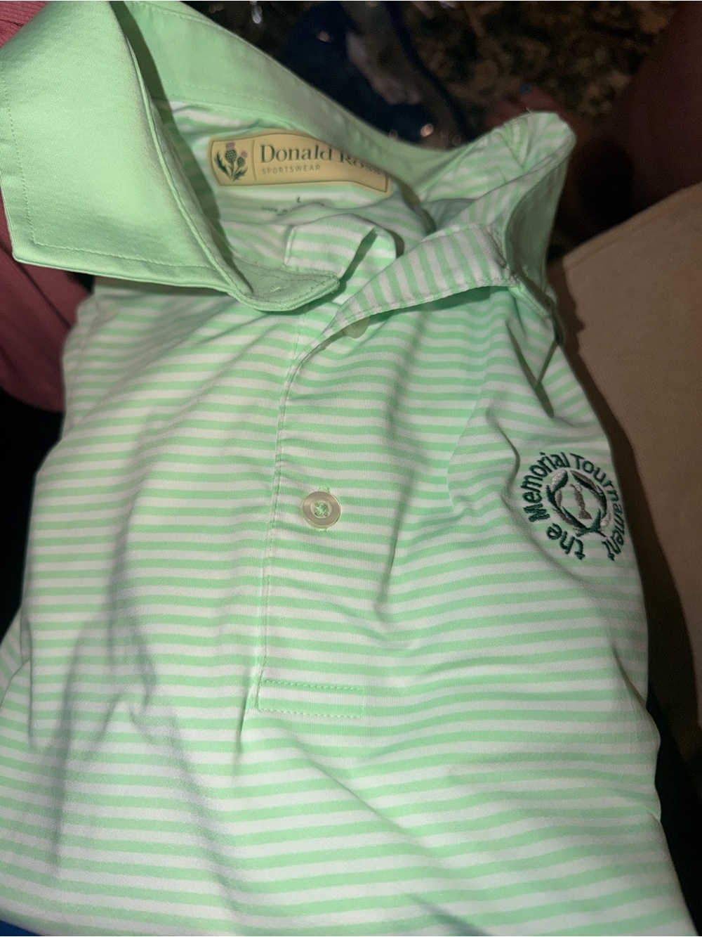 Donald Ross Light Green Striped Polo Shirt- The Memorial Tournament